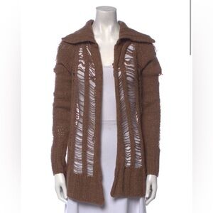Scanlan Theodore 100% Wool Gorgeous Tan Open-Knit Cardigan EUC - XS/S
